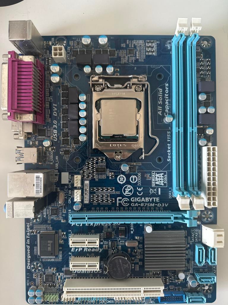 GIGABYTE GA-B75M-D3V met Intel Core i5-3470 Processor, Ophalen of Verzenden, Gebruikt, Intel, DDR3