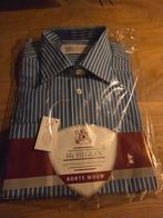 Nieuw in verpakking: Mc Heggen Overhemd - Blauw/Wit Gestreep, Mc Heggen, Blauw, Nieuw, Halswijdte 39/40 (M)