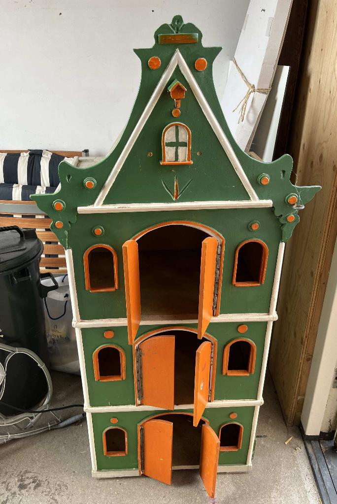 Grachtenpand speelgoed huis hout 136 cm vintage, Kinderen en Baby's, Speelgoed | Houten speelgoed, Ophalen, Zo goed als nieuw