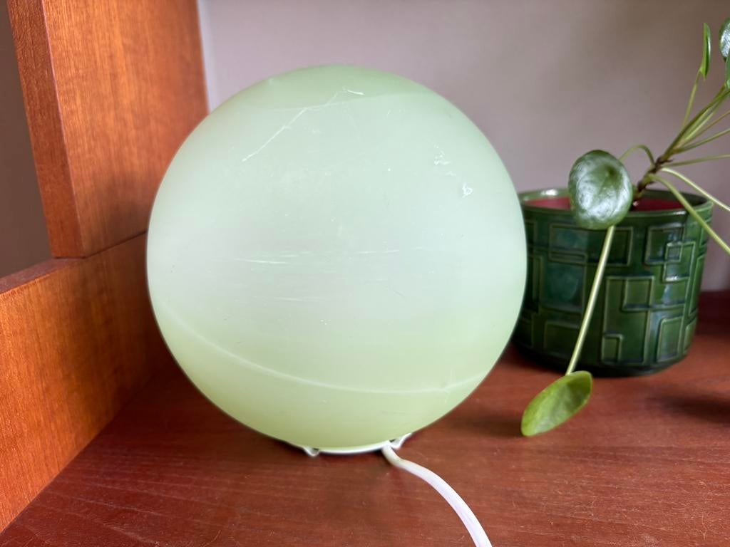 Vintage design Honsel Leuchten bollamp, groen, tafellamp, Ophalen of Verzenden, Zo goed als nieuw, Glas, Minder dan 50 cm