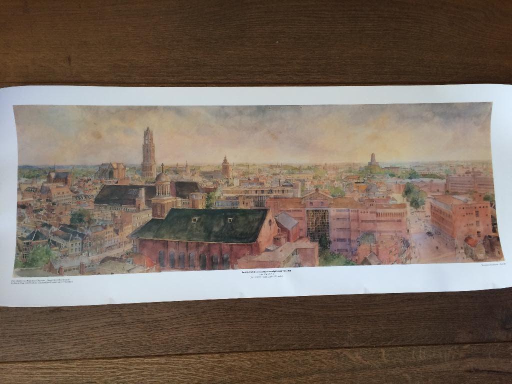 Poster -  Gezicht vanaf de Jacobitoren Utrecht 100 x 35 cm, Rechthoekig Liggend, Ophalen of Verzenden, Zo goed als nieuw, A1 t/m A3