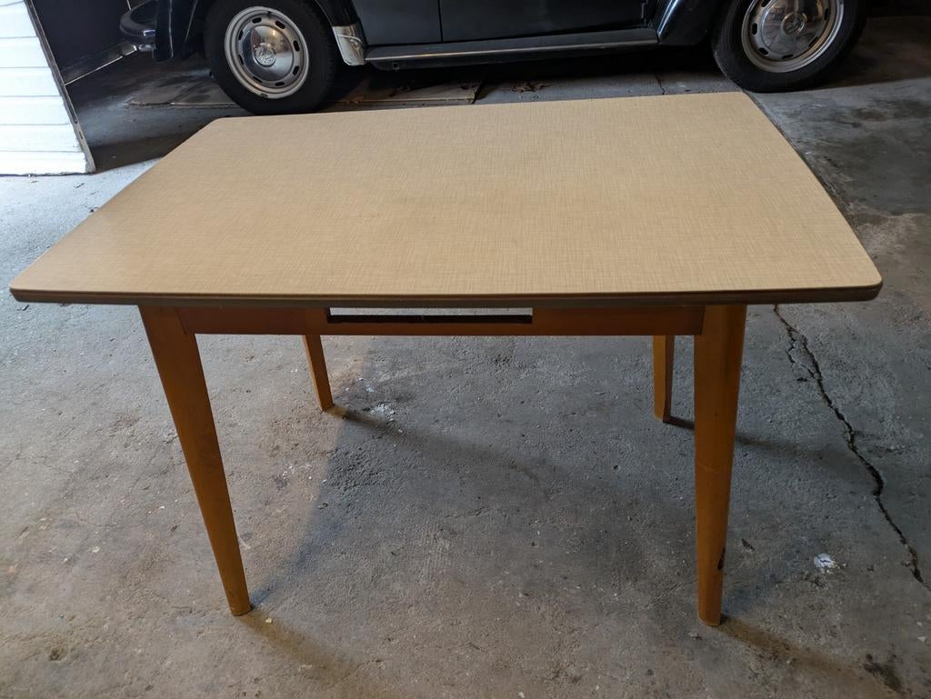 Vintage Formica tafel 95x65 cm, Huis en Inrichting, Tafels | Eettafels, Ophalen, Gebruikt, 50 tot 100 cm, Tot twee personen