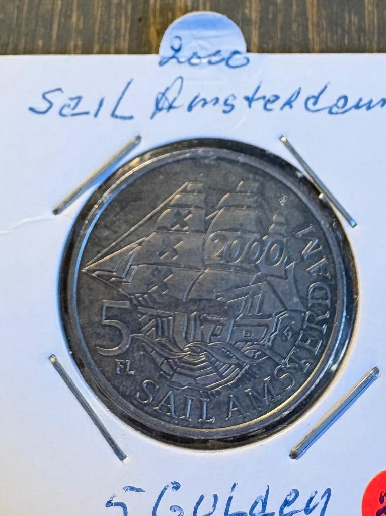 5 Gulden 2000 sail, Postzegels en Munten, Penningen en Medailles, Ophalen of Verzenden, Overige materialen, Nederland