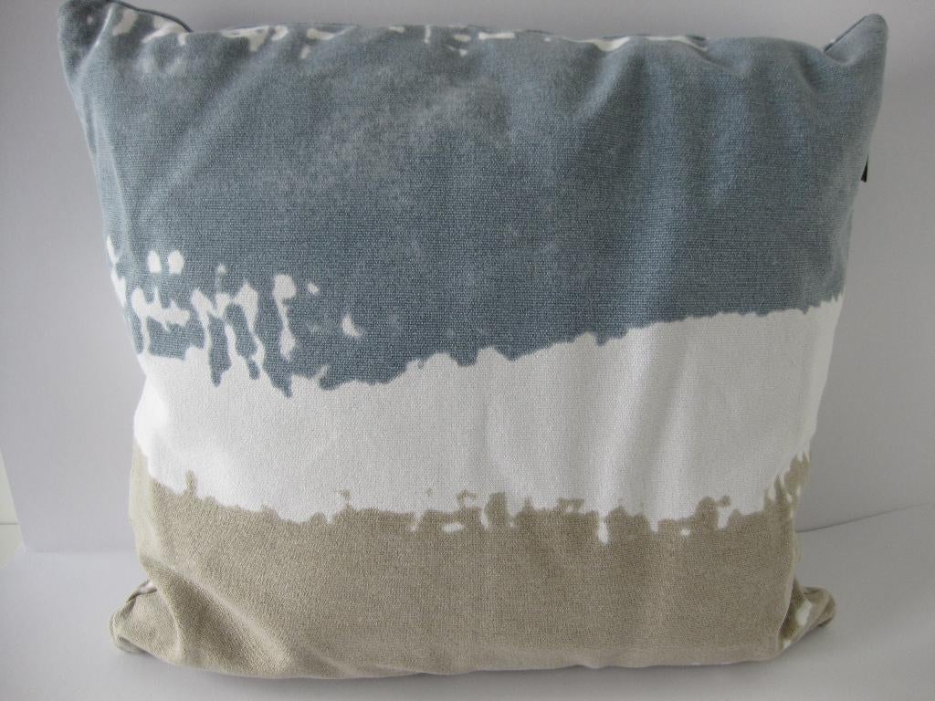 Mood collection kussen blauw/wit/beige 50 x 50 cm, Huis en Inrichting, Woonaccessoires | Kussens, Ophalen of Verzenden, Nieuw