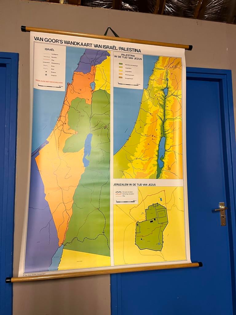 Van Goor's vintage wabdkaart van Israël/Palestina, Boeken, Atlassen en Landkaarten, Ophalen, Overige gebieden, 1800 tot 2000, Landkaart