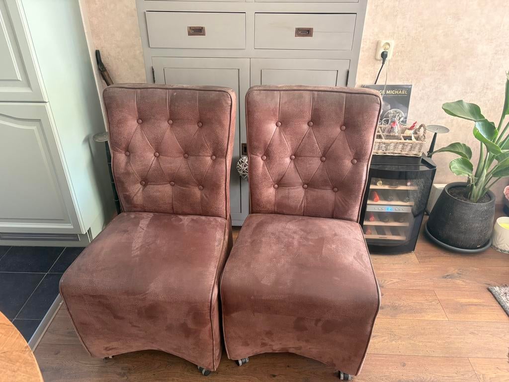 Eetkamerstoelen 4 stuks, Bruin, Leer, Ophalen of Verzenden, Zo goed als nieuw