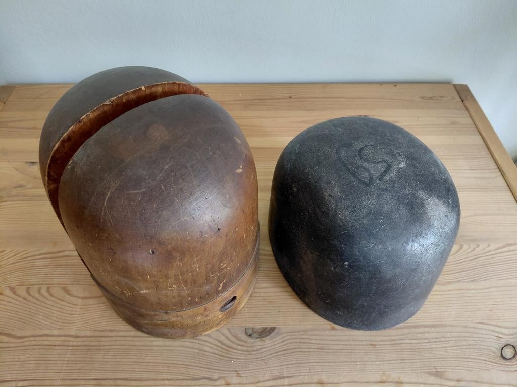 Antieke hoedenmallen: hout en metaal, Antiek en Kunst, Ophalen of Verzenden