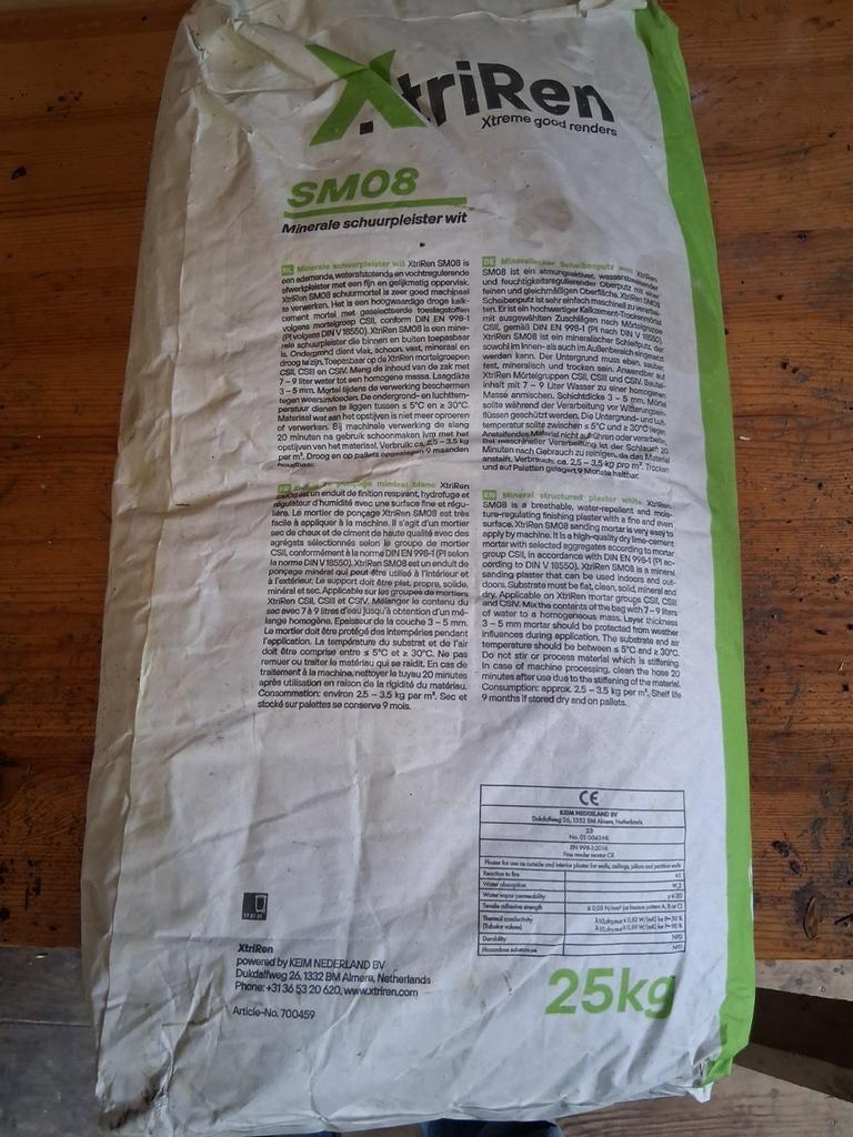 Xtriren SM08 Minerale schuurpleister wit 25kg, Ophalen, Nieuw, Overige typen