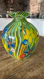 Dikwandige Murano glazen vaas met bloemen, Antiek en Kunst, Antiek | Glas en Kristal, Ophalen of Verzenden