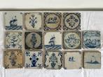 17e/18e-eeuwse Delftse tegels o.a. Schepen, Molen & Hert, Ophalen