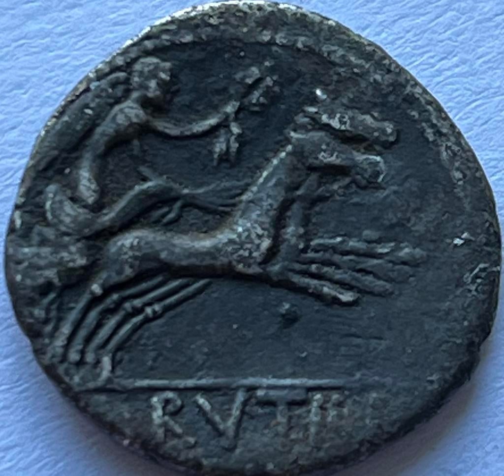 Romeinse Republiek schaarse denarius 77 voor Christus, Ophalen of Verzenden, Overige landen, Losse munt, Zilver