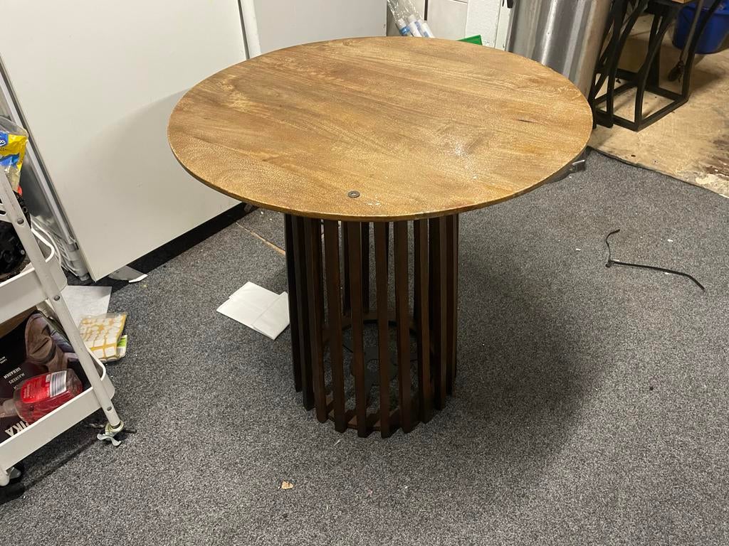 Sidetable massief mango hout 70x65, Ophalen, 50 tot 100 cm, Rond, Nieuw