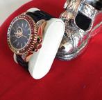 Horloge met gekleurde diamanten, Overige merken, Staal, Staal, Polshorloge