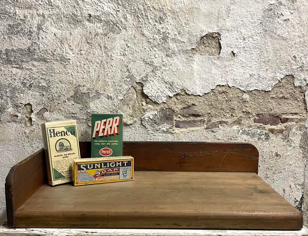 Brocante oud houten hakblok / snijplank ATA PERSIL, Ophalen of Verzenden