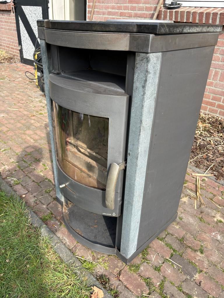 Wamsler  houtkachel met speksteen. 8kw, Gebruikt, Houtkachel, Ophalen of Verzenden, Vrijstaand