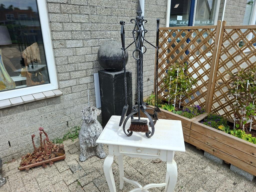 nieuwstaat antiek vintage gietijzeren openhaard set, Ophalen of Verzenden