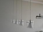 4-lichts hanglamp met glas en zilverkleurige fitting, Ophalen, Zo goed als nieuw, Glas, 50 tot 75 cm