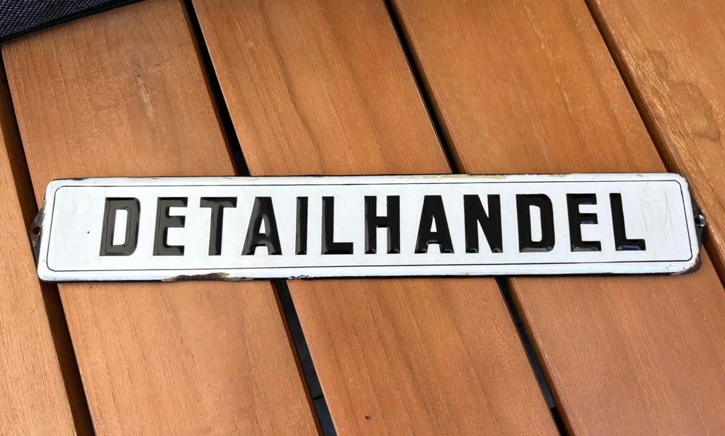 Oud emaille bord Detailhandel, Antiek en Kunst, Antiek | Emaille, Ophalen of Verzenden