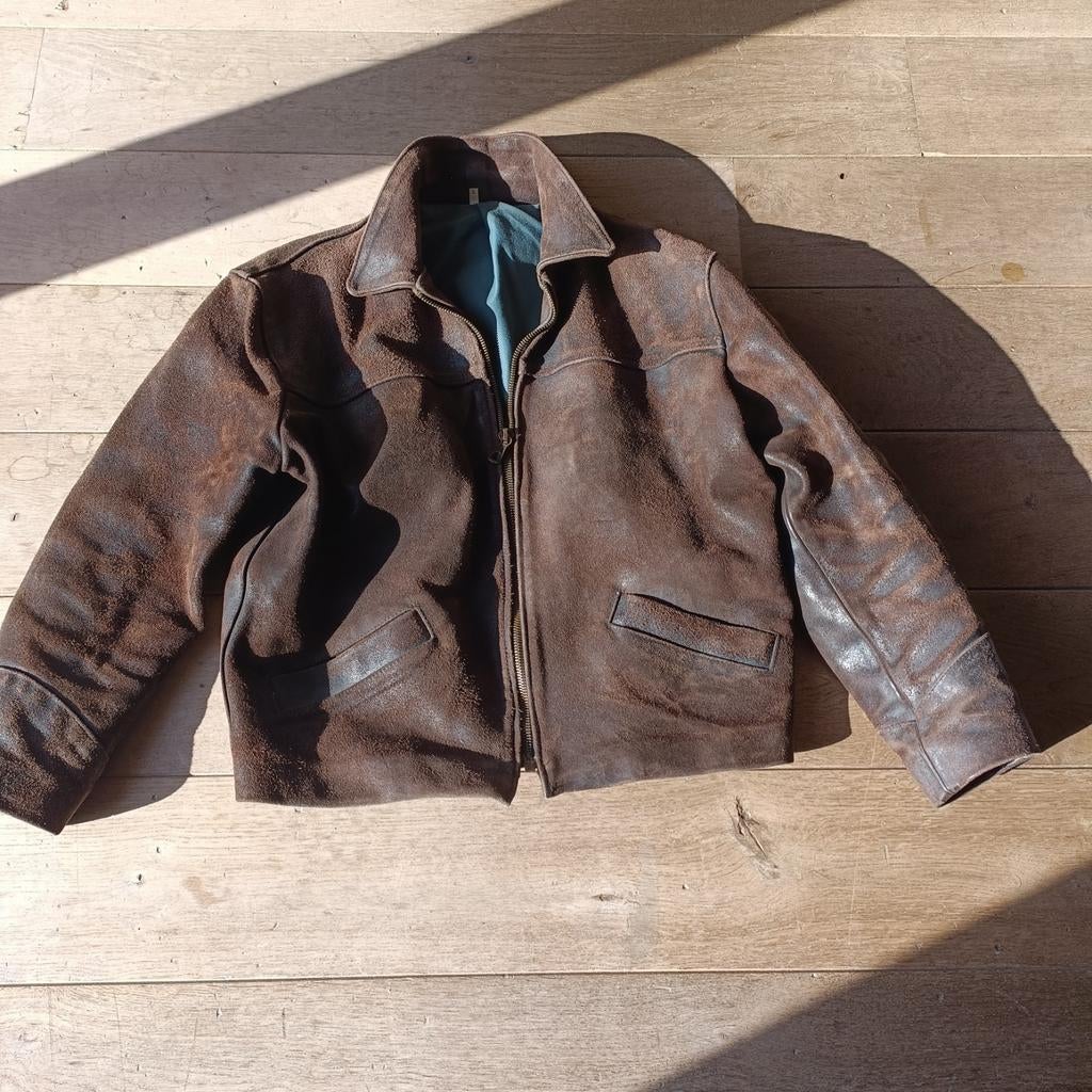 Vintage Buffelleer Jas - Stoer en Tijdloos maat L, Overige maten, Ophalen of Verzenden, Gedragen, Onbekend