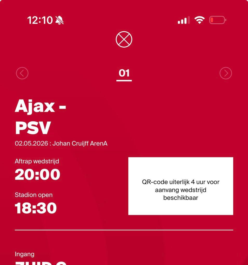 1x ajax psv vak 401, Tickets en Kaartjes, Sport | Voetbal, Eén persoon, Februari
