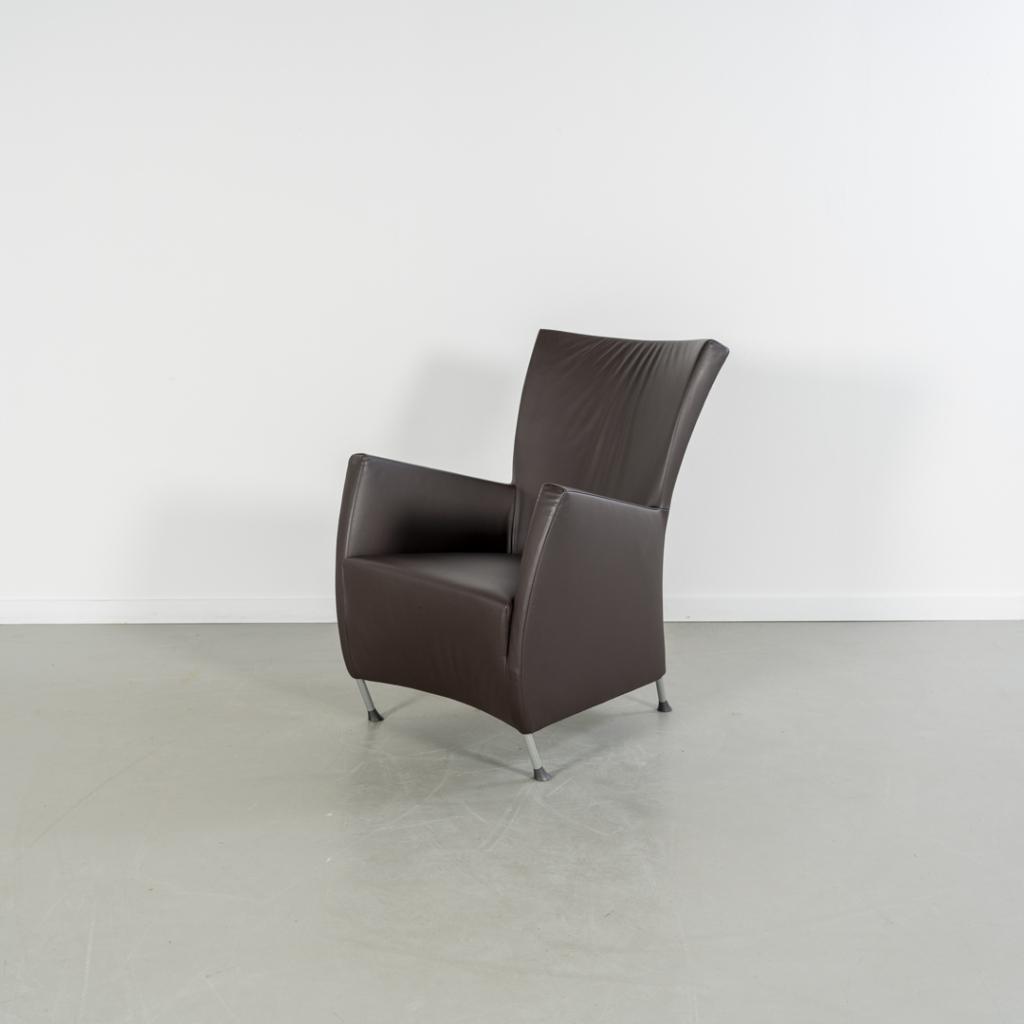 2x Montis Windy Fauteuil Bruin Leder - Staal, Huis en Inrichting, Niet ingevuld, Niet ingevuld, 75 tot 100 cm, Ophalen of Verzenden