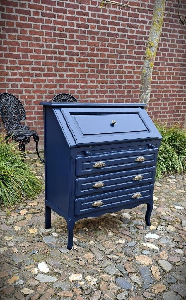 Prachtige chique authentieke secretaire bureau Rijks Blauw, Huis en Inrichting, Kasten | Secretaires, Zo goed als nieuw, Ophalen