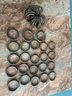 Antieke koperen/messing gordijnringen en haakjes (41/34), Ophalen of Verzenden, Gebruikt, Overige kleuren