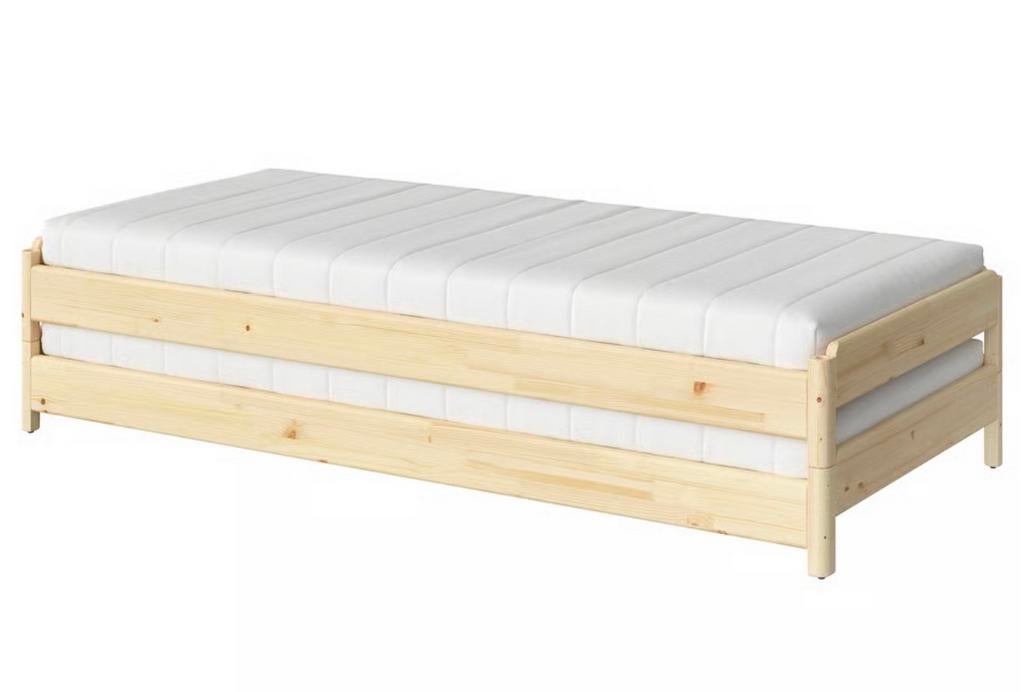 IKEA Utåker stapelbed met 2 matrassen, grenen 80x200, Eenpersoons, Beige, Ophalen of Verzenden, Zo goed als nieuw