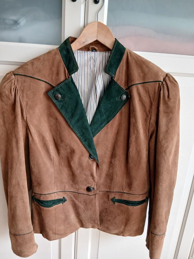 Trachten Tiroler jasje echt leer - Maat 46, Ophalen of Verzenden, Zo goed als nieuw, Maat 46/48 (XL) of groter, Zwart