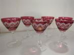 6 Cranberry geslepen wijnglazen, Ophalen of Verzenden