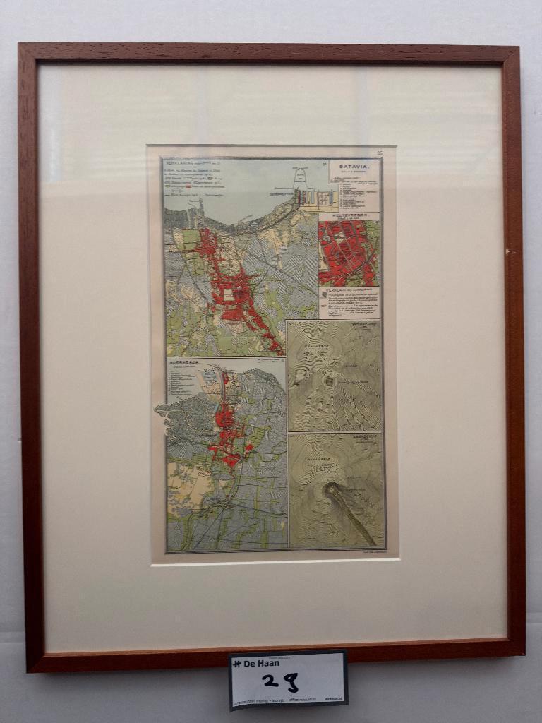 Ingelijste kaart Batavia en Soerabaja, Ophalen, 1800 tot 2000, Nederland, Landkaart