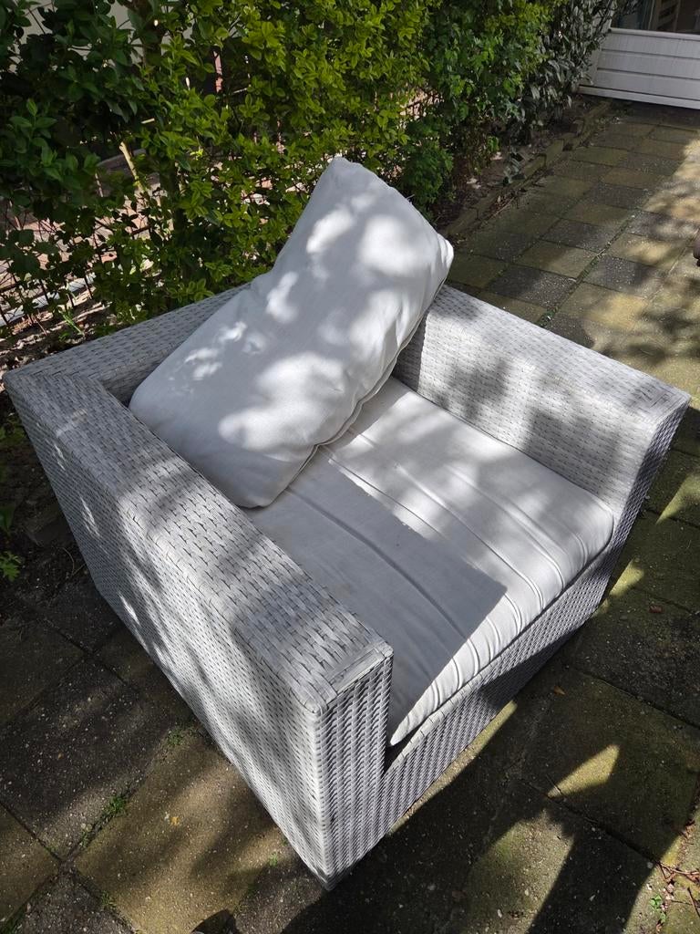 Loungestoel wicker grijs, Gebruikt, Loungeset, Wicker, Stoel
