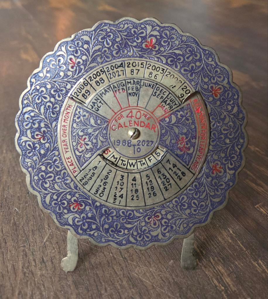 Vintage messing eeuwigdurende kalender, Antiek en Kunst, Ophalen of Verzenden