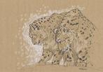 Inkt tekeningen sneeuwpanter, Ophalen of Verzenden
