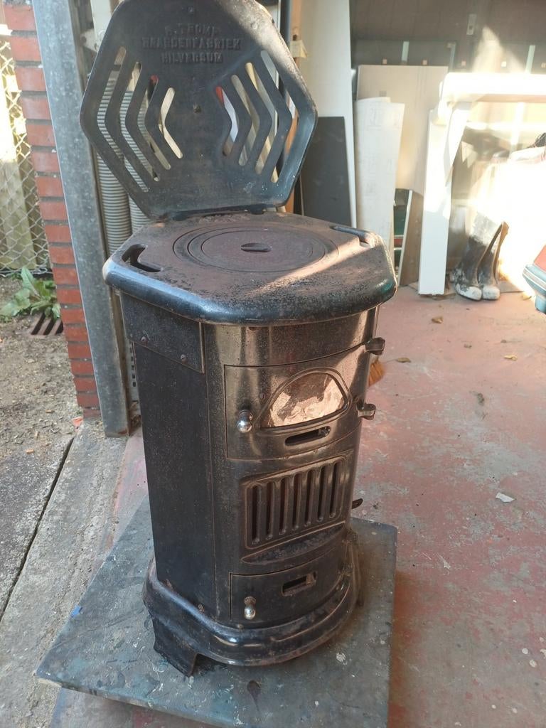 Goedwerkende ouderwetse houtkachel Tromp 52, Ophalen, Gebruikt, Houtkachel, Vrijstaand