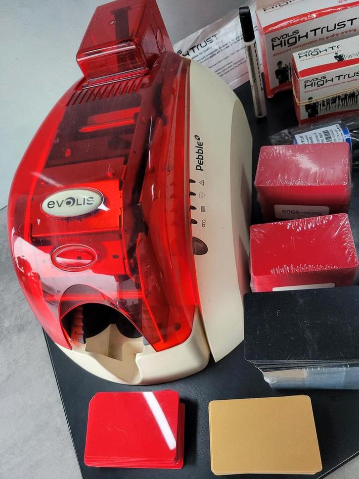 Evolis Pebble 4 toonbank kaartprinter met benodigdheden, Computers en Software, Printers, Gebruikt, Printer, Overige technieken