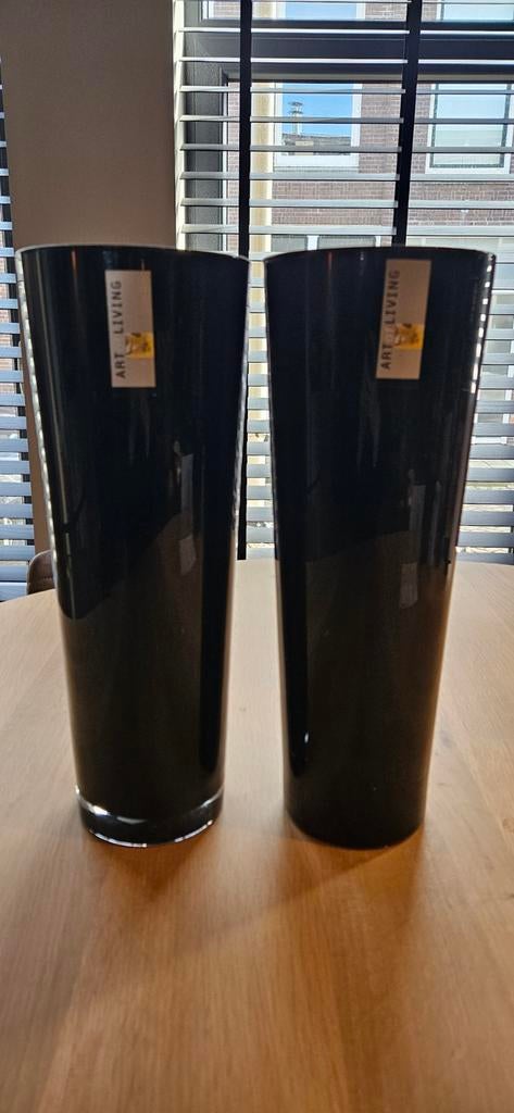 2 ZWARTE DESIGN VAZEN NIEUW, Ophalen, Zwart, Nieuw, Glas