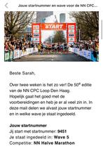 Startbewijs CPC loop halve marathon Den Haag, Eén persoon, Ticket of Toegangskaart