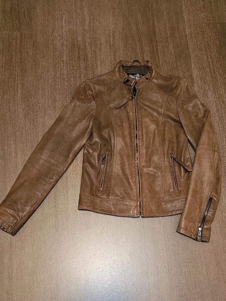 Als nieuw bruin leren zomerjas incl. cool (Maat 176), Kinderen en Baby's, Kinderkleding | Maat 176, Zo goed als nieuw, Jas, Vera Pelle