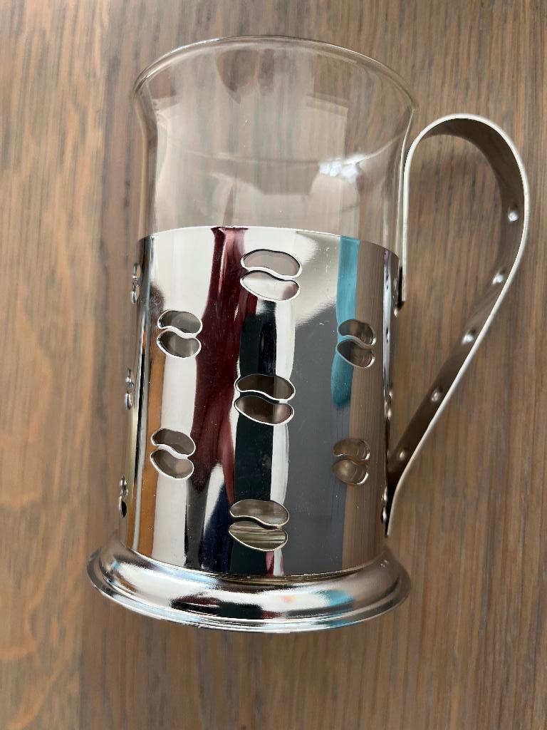 2x theeglas met rvs houder nieuw in verpakking, Ophalen of Verzenden, Nieuw, Overige materialen, Overige stijlen