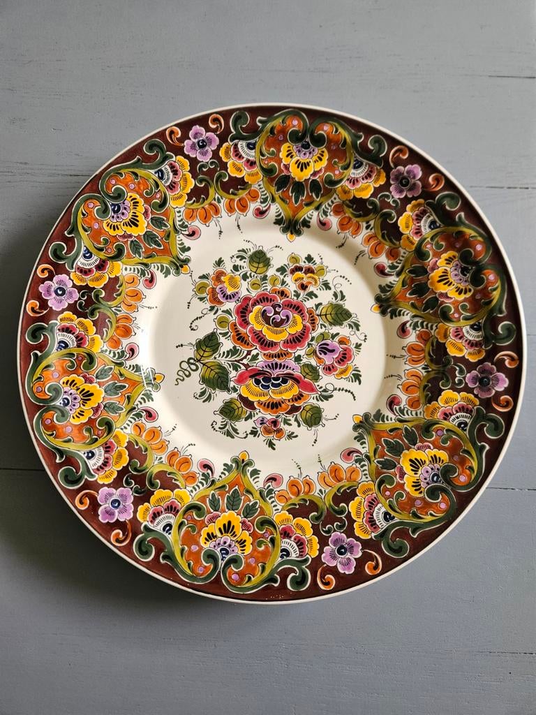 Regina Poly Delft Wandbord Handgeschilderd Bloemen, Ophalen