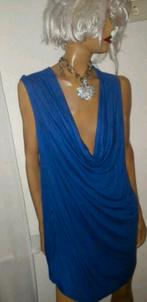 Blauwe jurk met diepe V-halsvan samm maat M nieuw, Maat 38/40 (M), Blauw, Nieuw, Boven de knie
