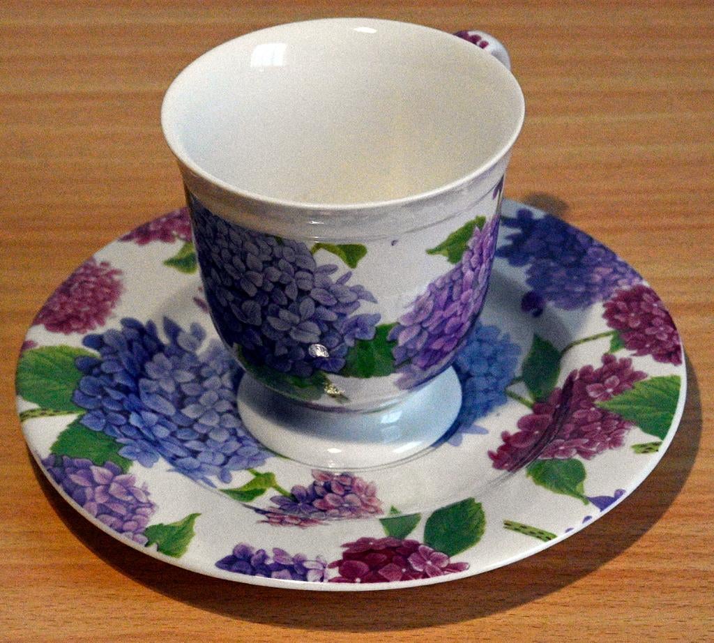 Hortensia kop en schotel, Nieuw, Ophalen of Verzenden, Overige stijlen, Kop(pen) en/of Schotel(s)