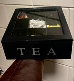 Zwarte theedoos met 9 vakken, Ophalen of Verzenden, Gebruikt