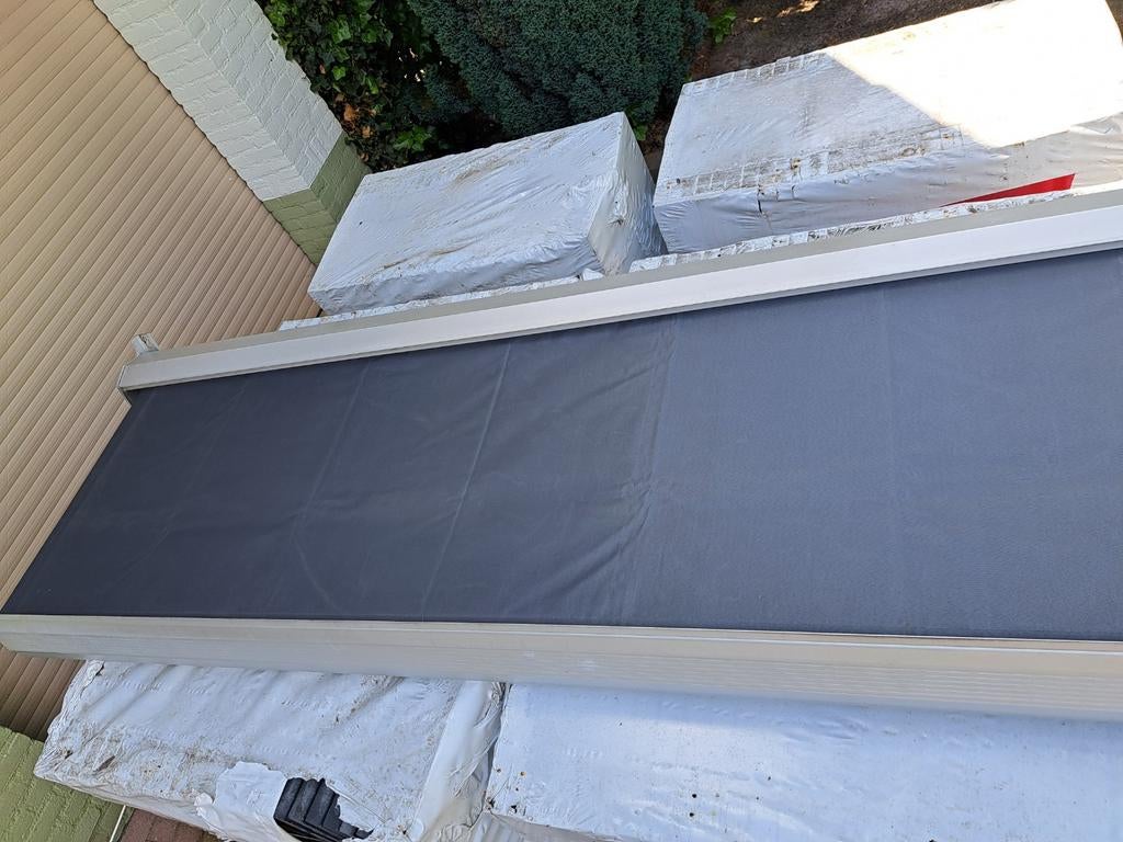 4x3 elektrisch zonnescherm antraciet 4 meter cassette luifel, Gebruikt, Elektrisch, Ophalen of Verzenden, 250 cm tot 450 cm