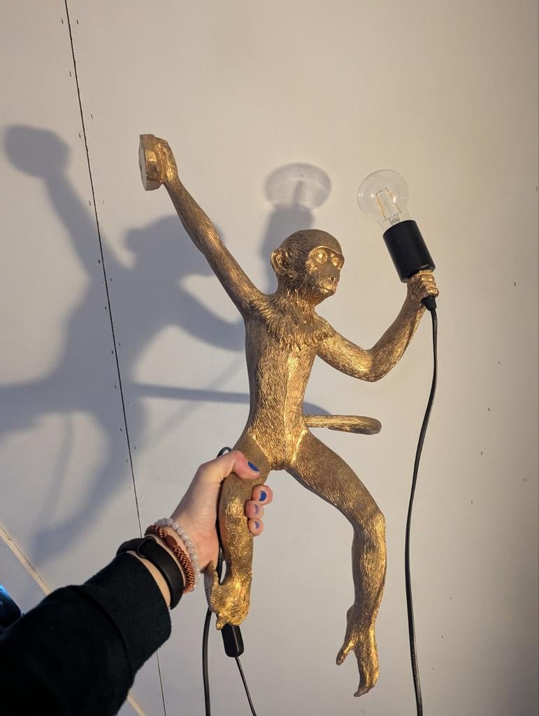 Gouden Apen Wandlamp - Unieke Decoratie, Ophalen, Gebruikt, Overige materialen, Modern, Speels, Design