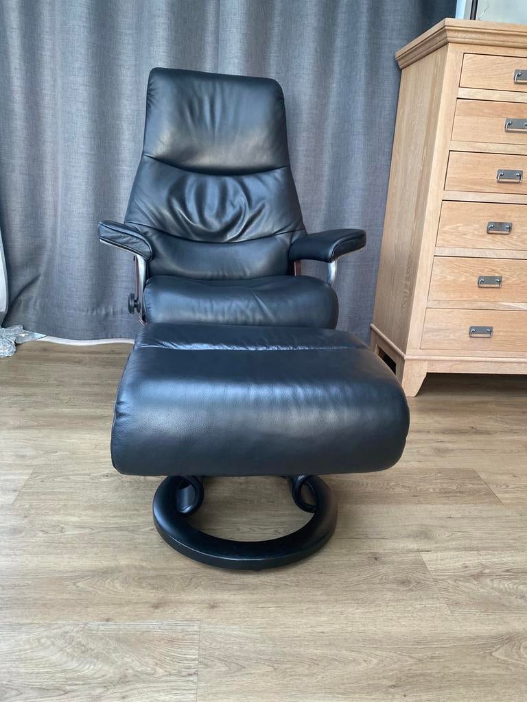 Luxe leren relaxfauteuil Stressless View, Ophalen of Verzenden, Zo goed als nieuw, 50 tot 75 cm, Leer