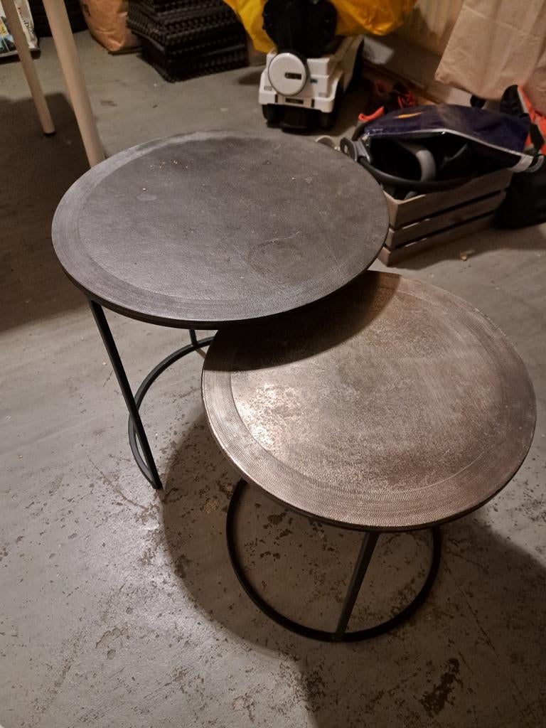 Stalen salontafel, Huis en Inrichting, Tafels | Salontafels, Ophalen, 50 tot 100 cm, Rond, 50 tot 100 cm