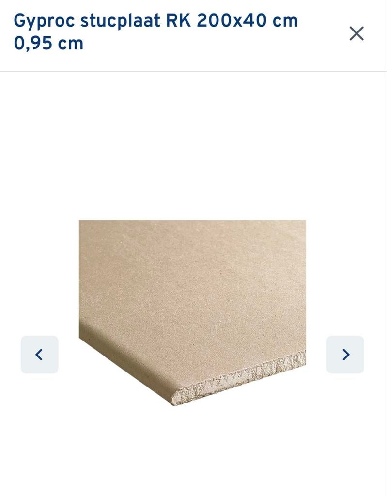 Gyproc stucplaten 200x40x9.5 - 9 stuks, Ophalen
