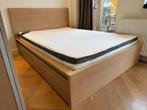 IKEA MALM bed met matras, topper, meer 140x200, Ophalen, Gebruikt, Beige, Tweepersoons